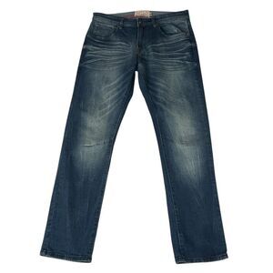 Thread‎ & Cloth Men's Denim Straight Slim Jeans Size 32x30 Dark Wash Distressed